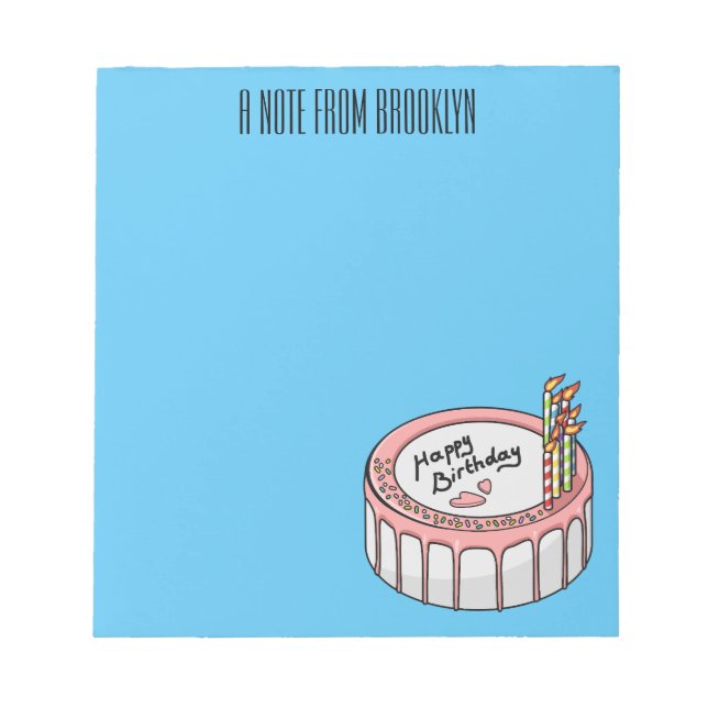 Bloc De Notas Ilustracion personalizado de torta de cumpleaños (Frente)