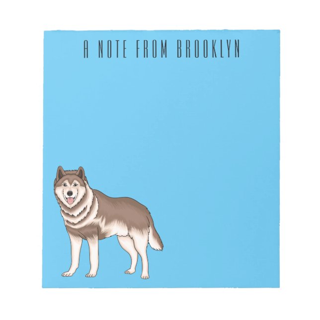 Bloc De Notas Ilustracion personalizado husky siberiano (Frente)