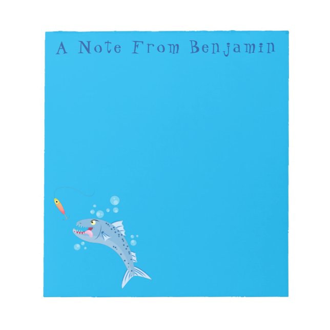 Bloc De Notas Ilustracion personalizado pescador hambriento de b (Frente)