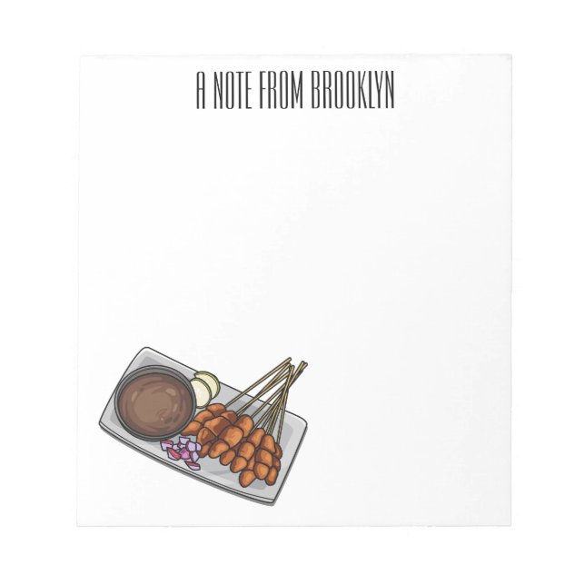 Bloc De Notas Ilustracion Satay personalizado (Frente)