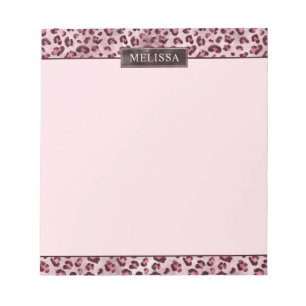 Bloc De Notas Impresión de Animal Leopardo Rosa Con Falso Foil Y