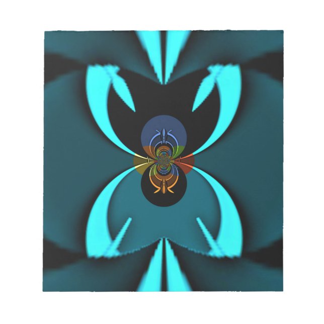 Bloc De Notas Impresión de arte abstracto de cian (Frente)