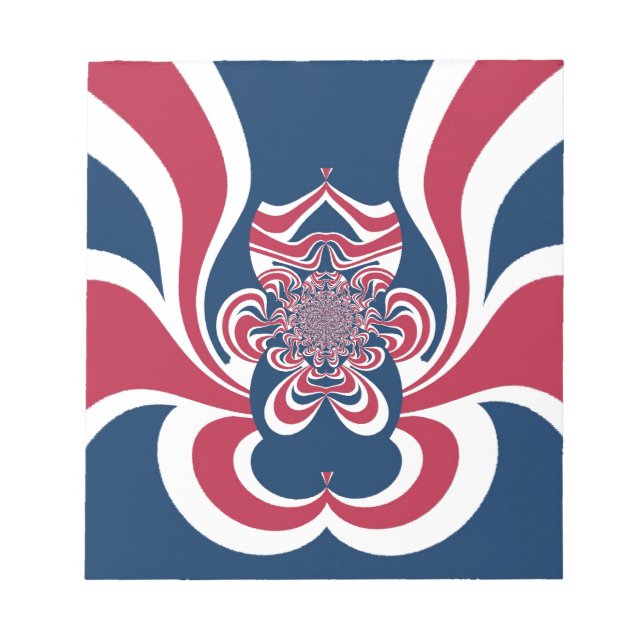 Bloc De Notas Impresión de arte del Kaleidoscope Azul Rojo (Frente)