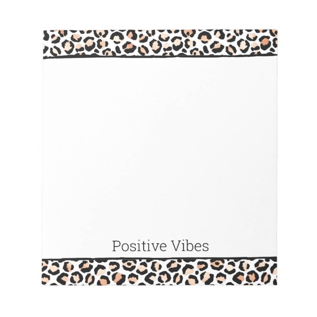 Bloc De Notas Impresión de Leopardo Negro de Peach blanco (Frente)