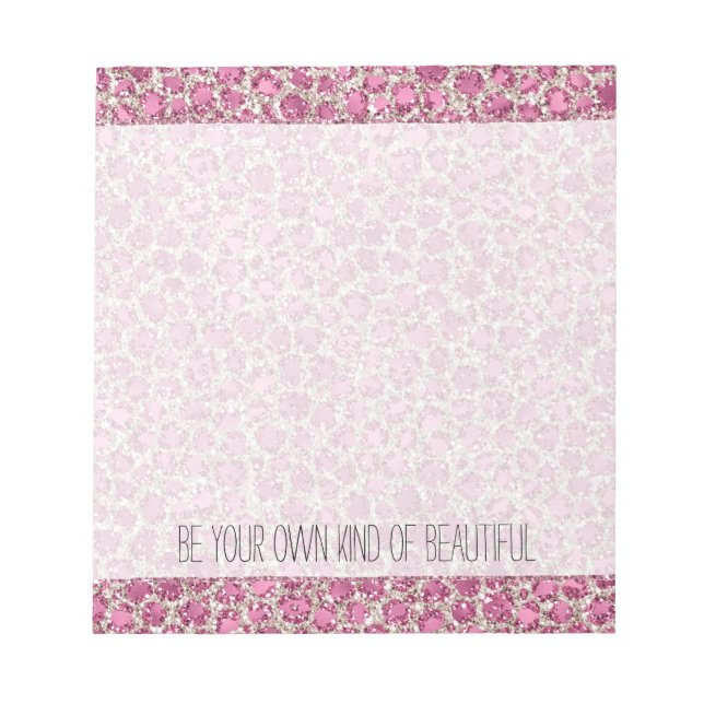 Bloc De Notas Impresión de leopardo Purpurina Glitzy Glam Girly  (Frente)