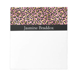 Bloc De Notas Impresión de leopardo rosa y dorado