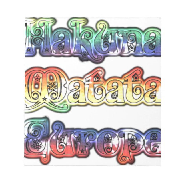 Bloc De Notas Impresión/gráfico de arte Hakuna Matata Europe (Frente)