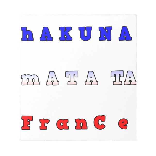 Bloc De Notas Impresión/gráfico de arte Hakuna Matata Francia (Frente)