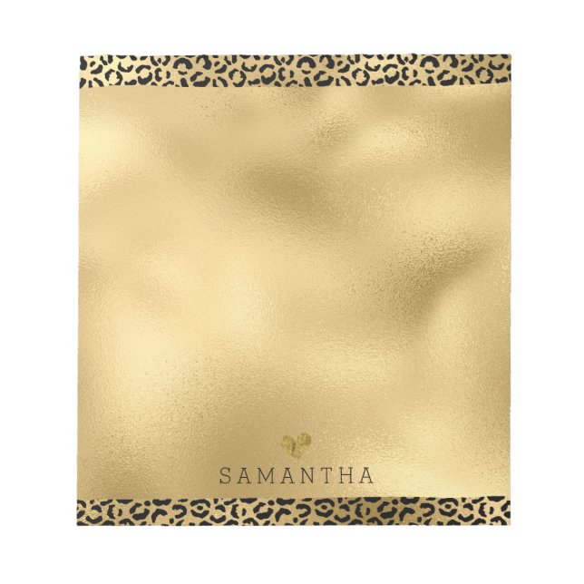Bloc De Notas Impresión personalizada de Leopardo negro dorado (Frente)