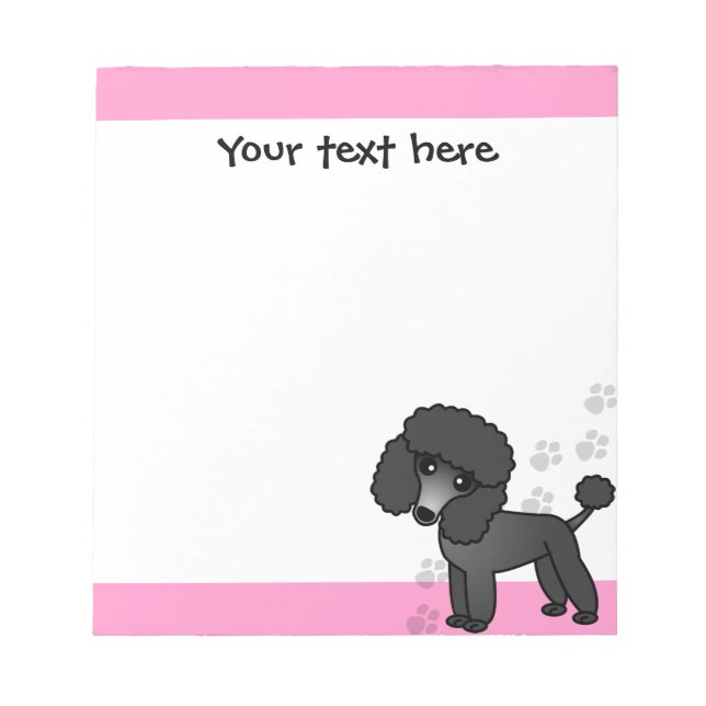 Bloc De Notas Impresión rosa azul Personalizado de caniche negro (Frente)