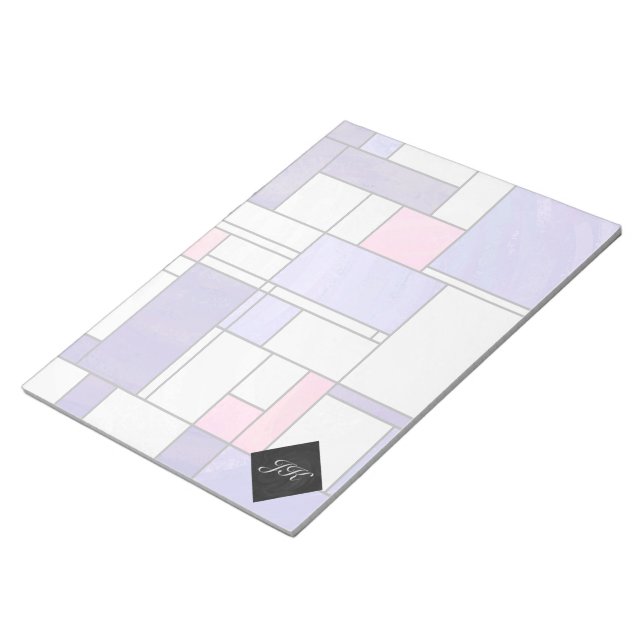 Bloc De Notas Impresión rosa púrpura blanca de Mondrian (Lado Derecho)