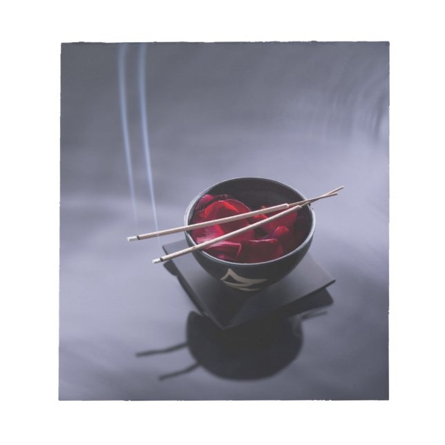 Bloc De Notas Incienso en llamas sobre el tazón de pétalos (Frente)