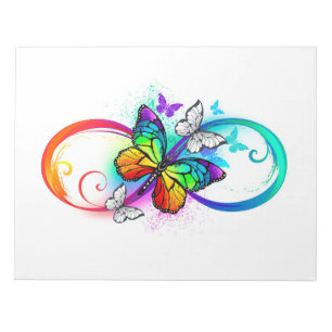 Bloc De Notas Infinidad brillante con la mariposa arcoiris