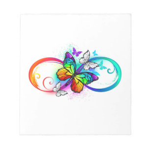 Bloc De Notas Infinidad brillante con la mariposa arcoiris
