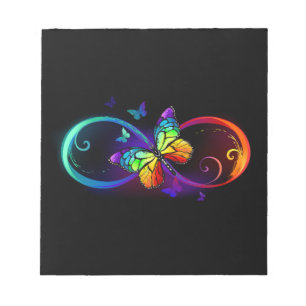 Bloc De Notas Infinidad vibrante con mariposa arco iris sobre ne