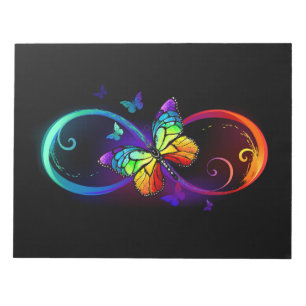 Bloc De Notas Infinidad vibrante con mariposa arco iris sobre ne