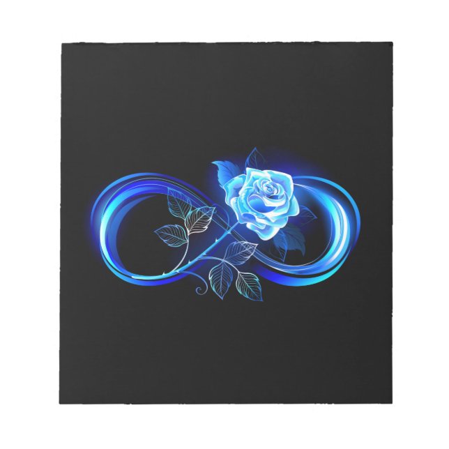 Bloc De Notas Infinito brillante con rosa azul (Frente)