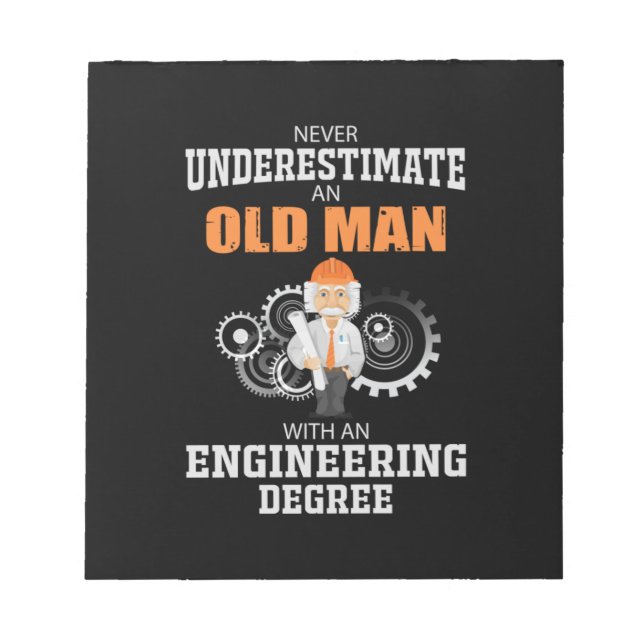 Bloc De Notas Ingeniero Anciano Con Título De Ingeniero (Frente)