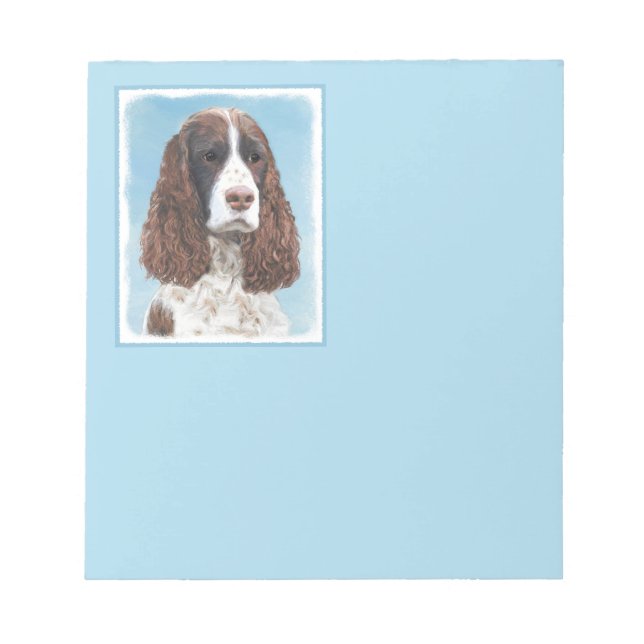 Bloc De Notas Inglés Springer Spaniel Pintura Original Perro Art (Frente)