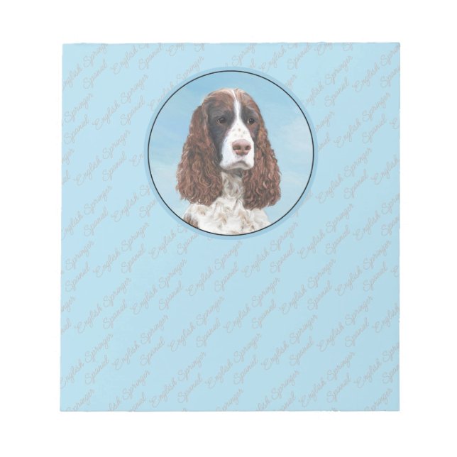 Bloc De Notas Inglés Springer Spaniel Pintura Original Perro Art (Frente)