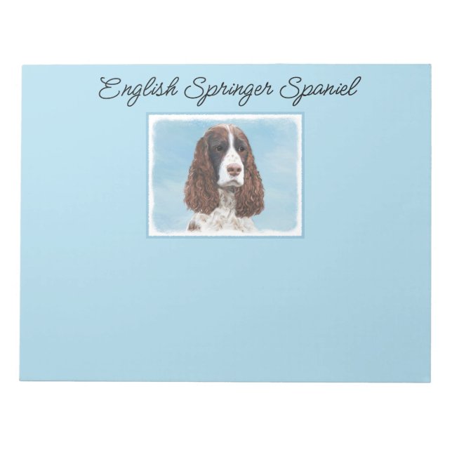 Bloc De Notas Inglés Springer Spaniel Pintura Original Perro Art (Frente)