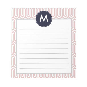 Bloc De Notas Inicial abstracta del monograma del modelo en rosa