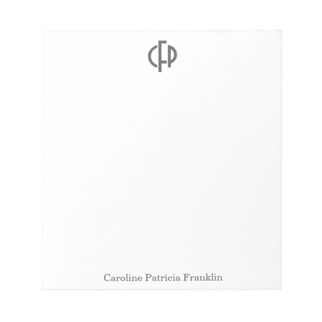 Bloc De Notas Iniciales de monograma geométrico moderno elegante (Frente)