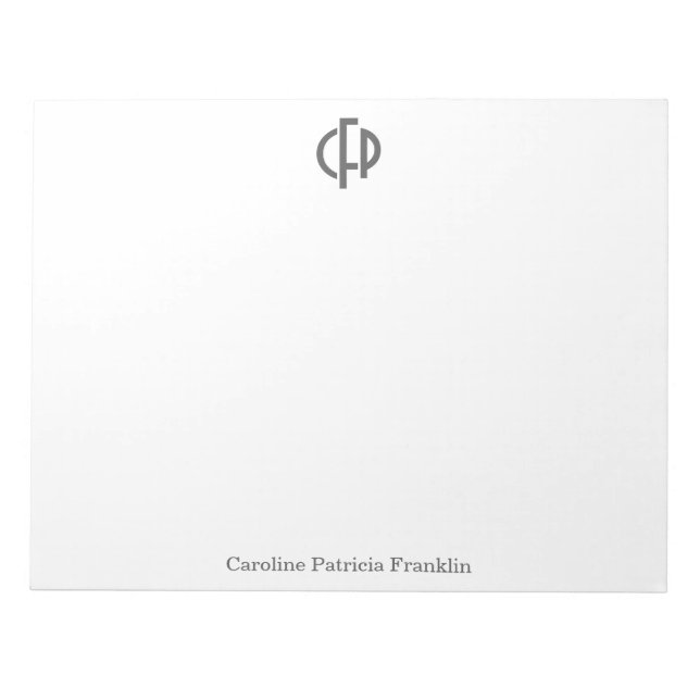 Bloc De Notas Iniciales de monograma geométrico negro moderno y  (Frente)