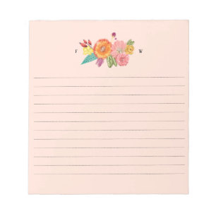 Bloc De Notas Iniciales de ramo de flores silvestres
