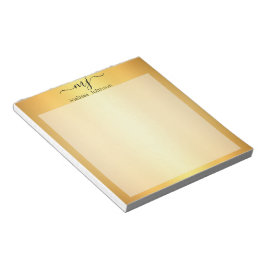 Bloc De Notas Iniciales elegantes en oro  