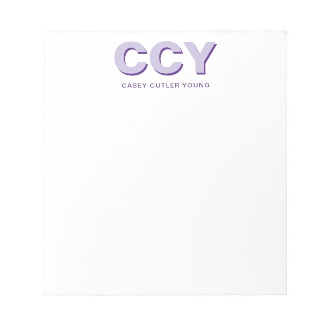 Bloc De Notas Iniciales Gruesas Personalizadas Moradas (Frente)