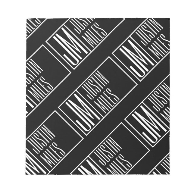 Bloc De Notas Iniciales modernas con patrón de monograma de nomb (Frente)