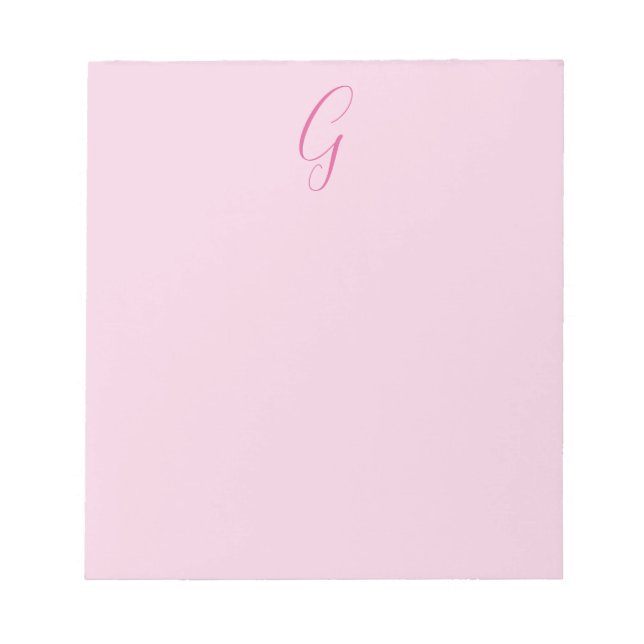 Bloc De Notas Initial Letter Monogram Light Pink Plain Chic (Frente)