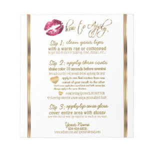 Bloc De Notas Instrucciones de Lip 💋 Lip en Purpurina rosa cali