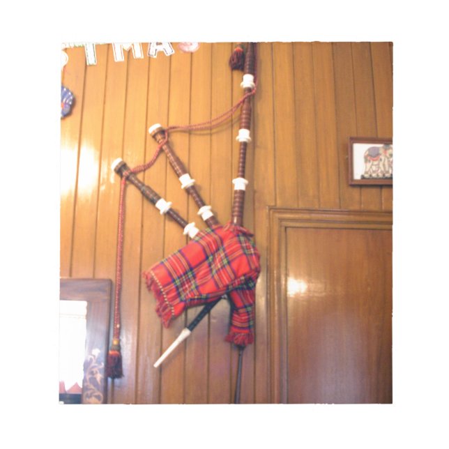 Bloc De Notas Instrumento musical escocés Bagpipe Tartan Plaid (Frente)