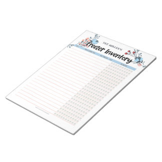 Bloc De Notas Inventario de congelador floral azul