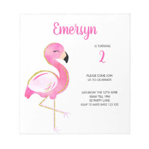 Bloc De Notas Invitación rosa de Flamingo con color de agua dulc