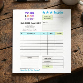 Bloc De Notas Invoice Sales Receipt Form | Custom Business Logo