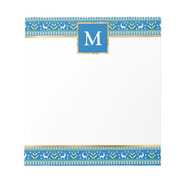 Bloc De Notas Isla Justa de Navidad Azul Personalizada (Frente)