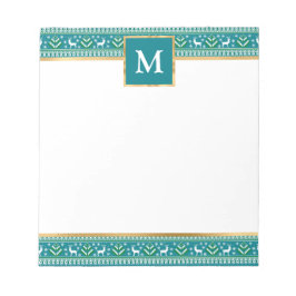 Bloc De Notas Isla Justa de Navidad personalizada en verde turqu