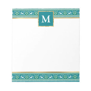 Bloc De Notas Isla Justa de Navidad personalizada en verde turqu