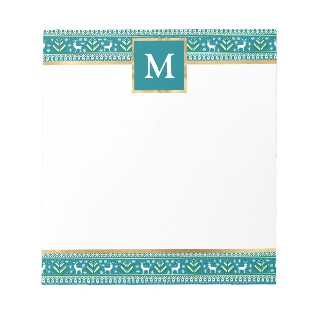 Bloc De Notas Isla Justa de Navidad personalizada en verde turqu (Frente)