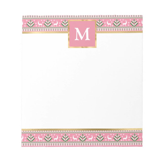 Bloc De Notas Isla Justa de Navidad Rosa Personalizada (Frente)