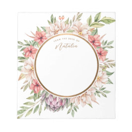 Bloc De Notas Isla Tropical Pastel Floral Personalizada