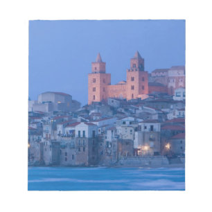 Bloc De Notas Italia, Sicilia, Cefalú, Vista con Duomo desde