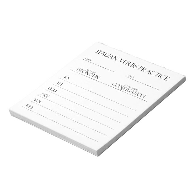 Bloc De Notas Italiano | Práctica de conjugación de verbos (Lado Izquierdo)
