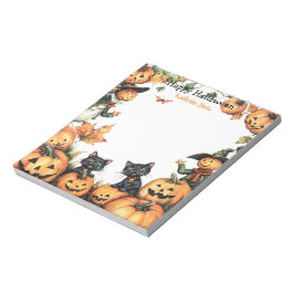 Bloc De Notas Jack o Lantern, Black Cats and Scarecrow Halloween