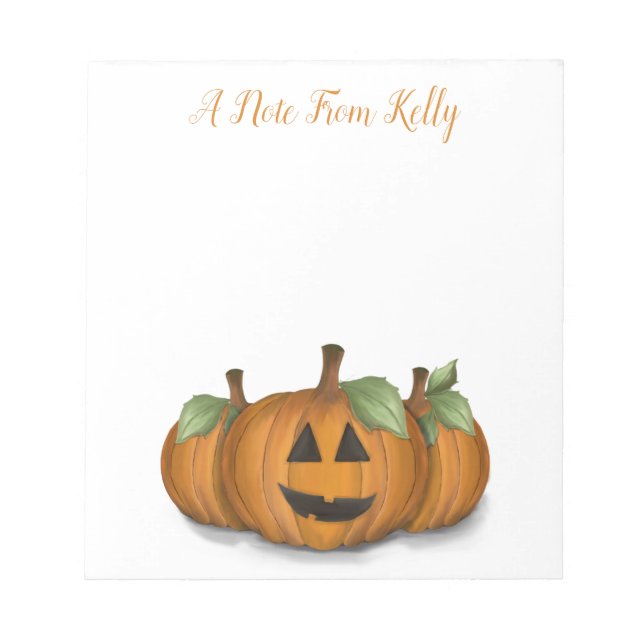 Bloc De Notas Jack O Lantern en el Notepad de Parche de Calabaza (Frente)
