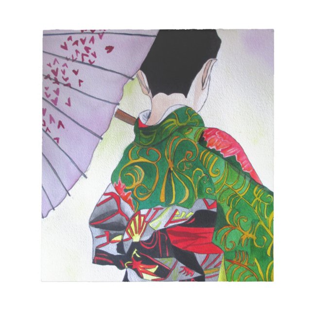Bloc De Notas Japanese Geisha art with kimono and umbrella (Frente)
