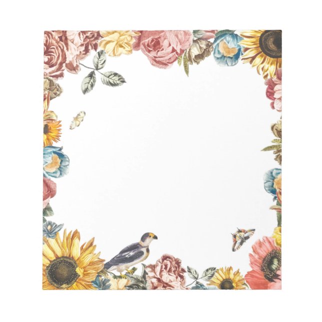 Bloc De Notas Jardín de flores vintage (Frente)